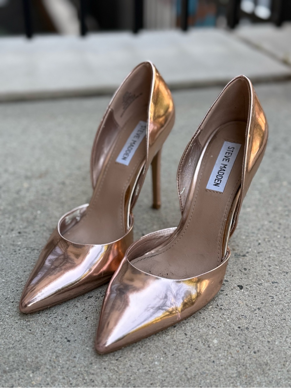 Steve Madden Metallic Rose Gold Pointed Toe Stiletto Heels